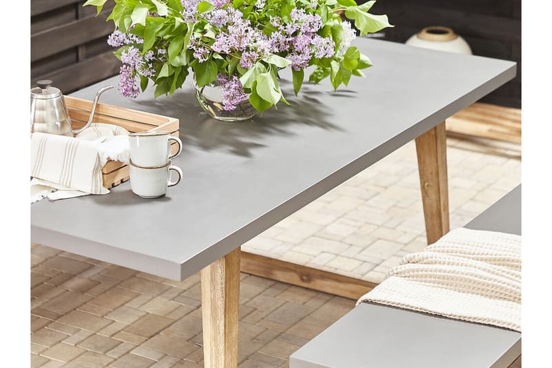 Havemøbelsæt af bord og 2 bænke grå ORIA - Grå - Havesæt