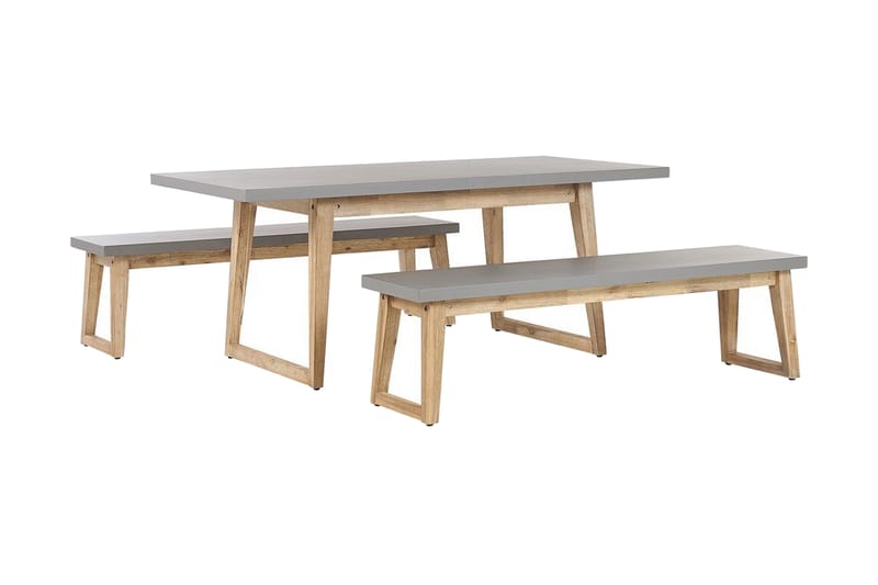 Havemøbelsæt af bord og 2 bænke grå ORIA - Grå - Havesæt