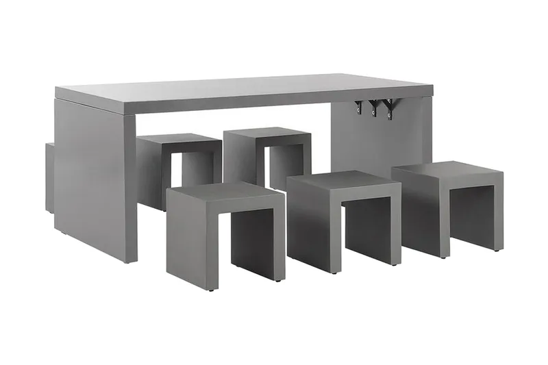 Havemøbelsæt af bord og 6 stole TARANTO, Grå