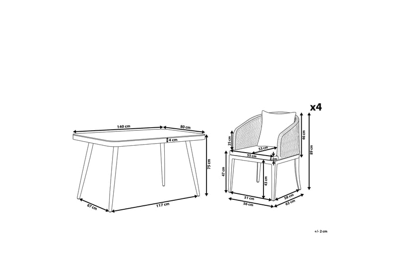 Havemøbelsæt aluminium Grå LIPARI - Grå - Havemøbler - Udendørsgruppe - Havesæt