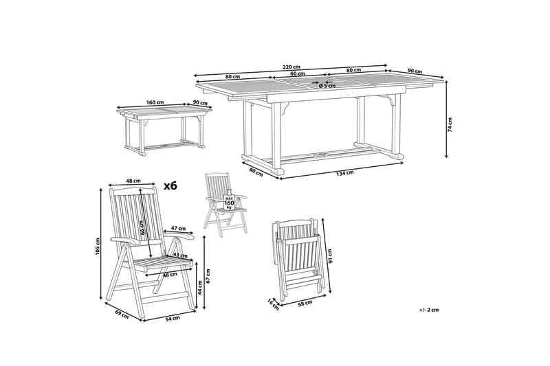 Havemøbelsæt med bord og 6 stole JAVA - Træ / natur - Havemøbler - Udendørsgruppe - Havesæt