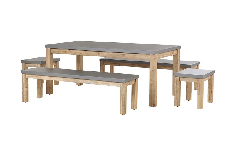 Havesæt bord 2 bænke og 2 stole OSTUNI, Grå
