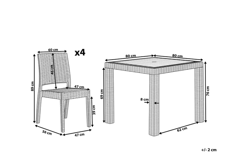 Havesæt med bord og 4 stole FOSSANO - Hvid - Havemøbler - Udendørsgruppe - Havesæt