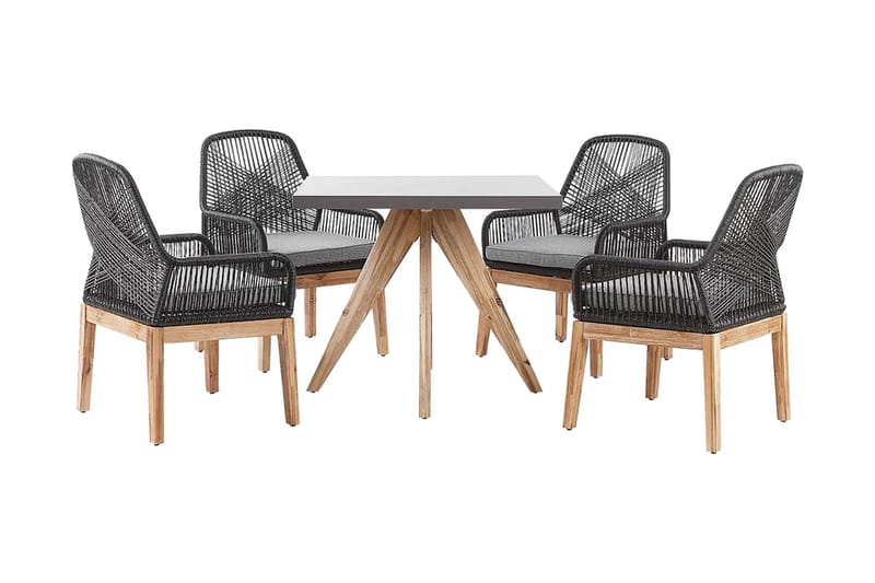 Havesæt med bord og 4 stole Sort/ Grå OLBIA, Grå