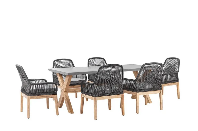 Havesæt med bord og 6 stole sort/grå OLBIA, Grå