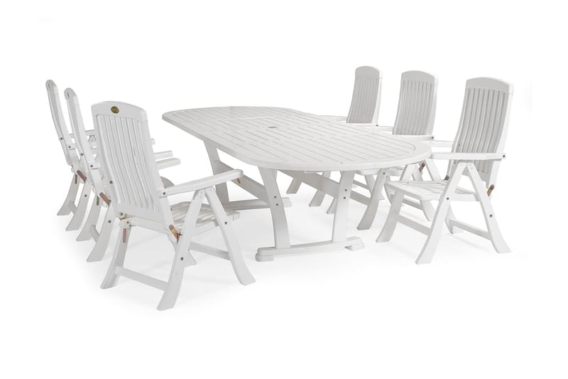 Hillerstorp Amelia Spisebordsæt 110x212-332+6 Lænestole - Hvid - Havesæt
