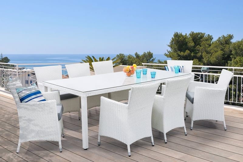 Italien Havemøbler med bord + 8 stole - Hvid - Havesæt