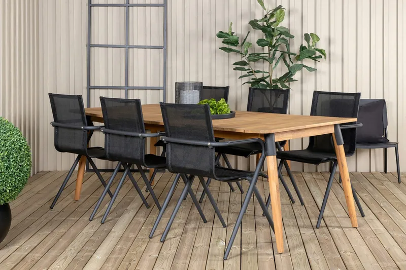 Julian Spisebordssæt 210cm + 6 Alina Stole - Brun - Havemøbler - Udendørsgruppe - Havesæt