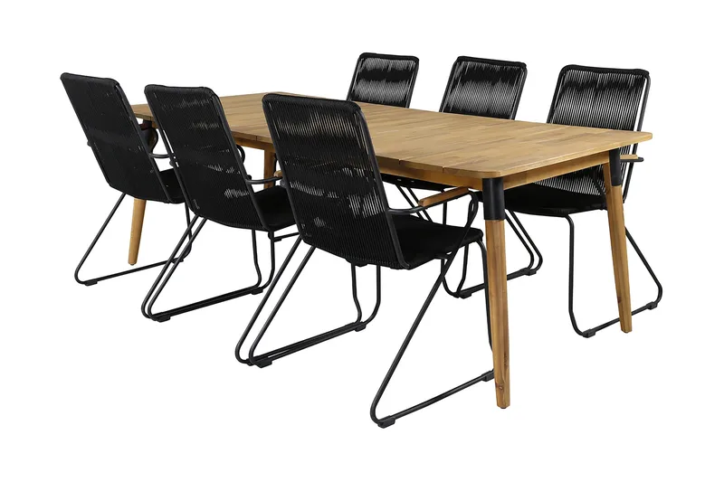 Julian Spisebordssæt 210cm + 6 Bois Armstole - Sort/Grå - Havemøbler - Udendørsgruppe - Havesæt