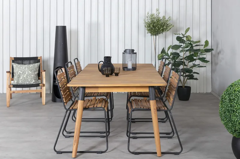 Julian Spisebordssæt 210cm + 6 Bois Stole - Sort/Grå - Havemøbler - Udendørsgruppe - Havesæt