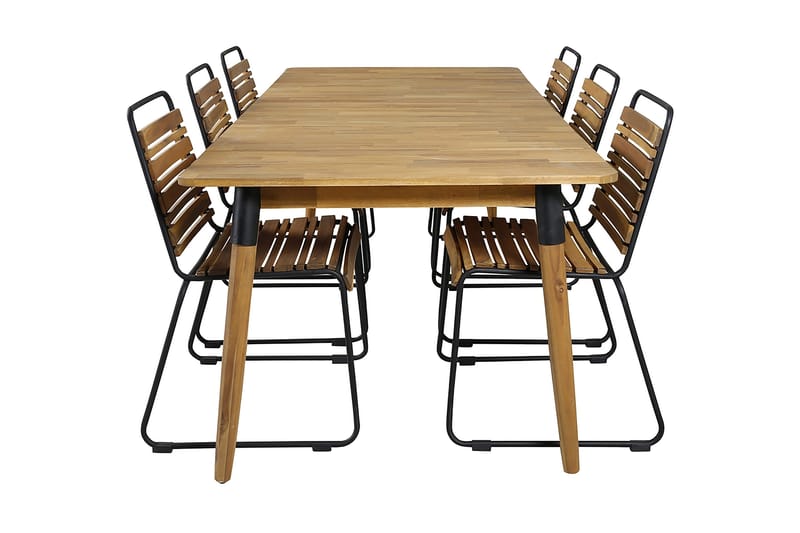 Julian Spisebordssæt 210cm + 6 Bois Stole, Sort/Grå