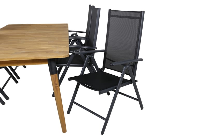 Julian Spisebordssæt 210cm + 6 Break Positionsstole Sort - Venture Home - Havesæt
