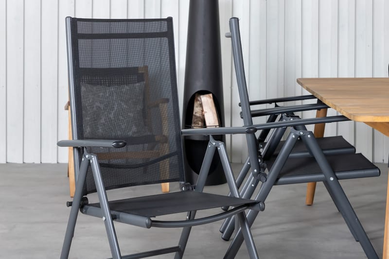 Julian Spisebordssæt 210cm + 6 Break Positionsstole Sort - Venture Home - Havesæt