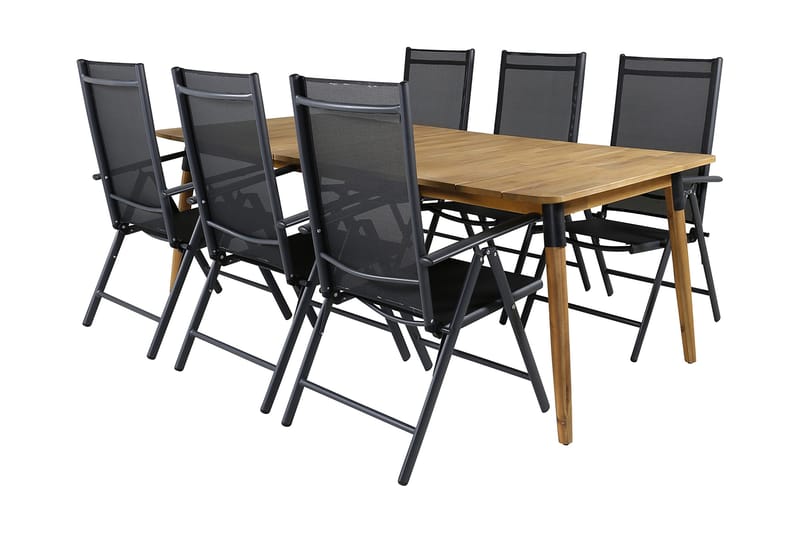 Julian Spisebordssæt 210cm + 6 Break Positionsstolee - Sort - Havemøbler - Udendørsgruppe - Havesæt