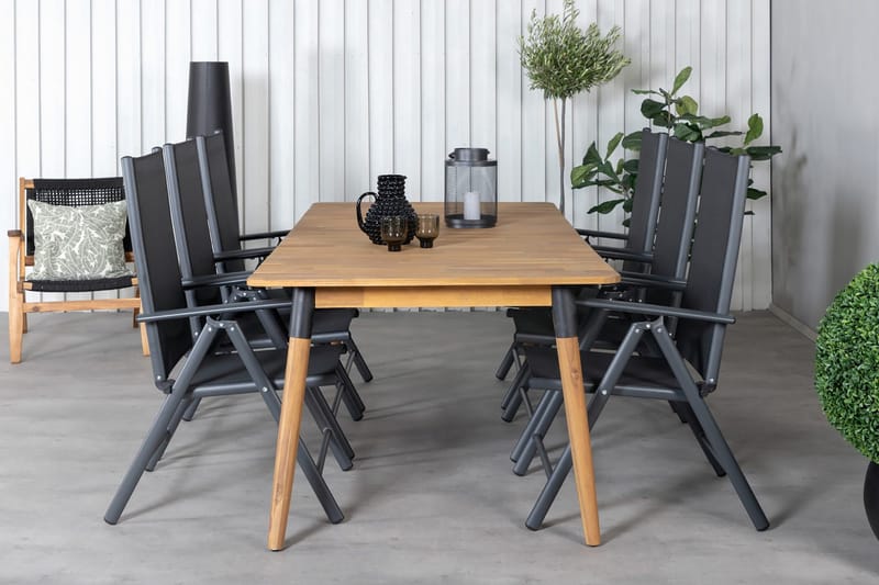 Julian Spisebordssæt 210cm + 6 Break Positionsstolee - Sort - Havemøbler - Udendørsgruppe - Havesæt