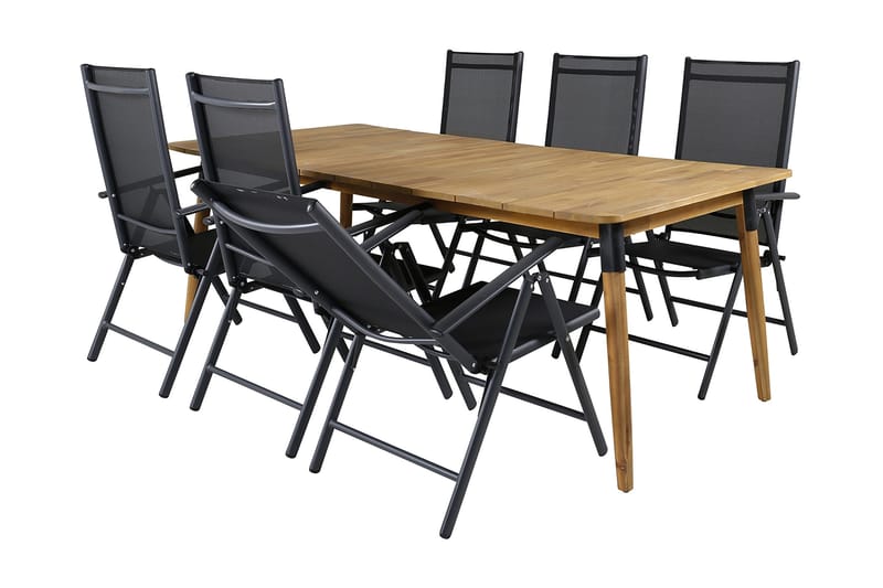 Julian Spisebordssæt 210cm + 6 Break Positionsstolee - Sort - Havemøbler - Udendørsgruppe - Havesæt