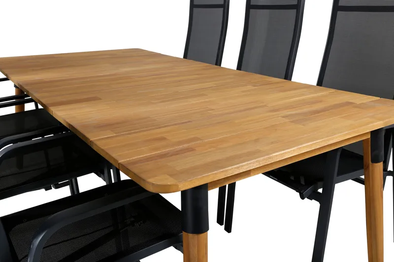 Julian Spisebordssæt 210cm + 6 Copacabana Reclinerstole - Sort/Brun - Havemøbler - Udendørsgruppe - Havesæt