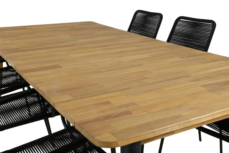 Julian Spisebordssæt 210cm + 6 Lindos Armstole - Sort/Natur - Havemøbler - Udendørsgruppe - Havesæt