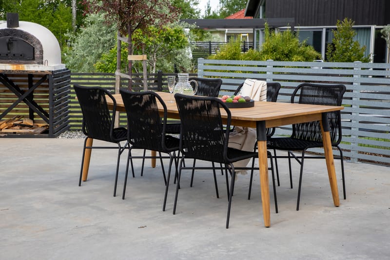 Julian Spisebordssæt 210cm + 6 Stole Sort/Brun - Venture Home - Havesæt