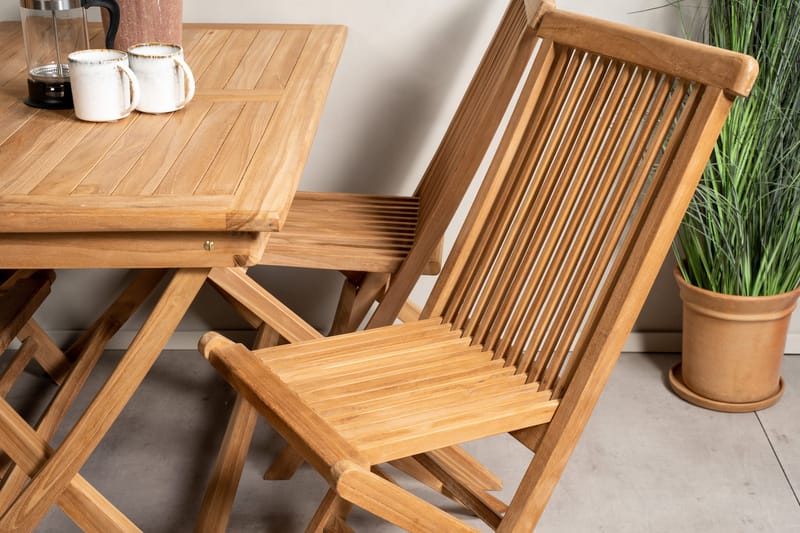 Kenya Spisegruppe 120x70 cm + 4 Kenya Foldbar stol Stol - Brun - Havemøbler - Udendørsgruppe - Havesæt