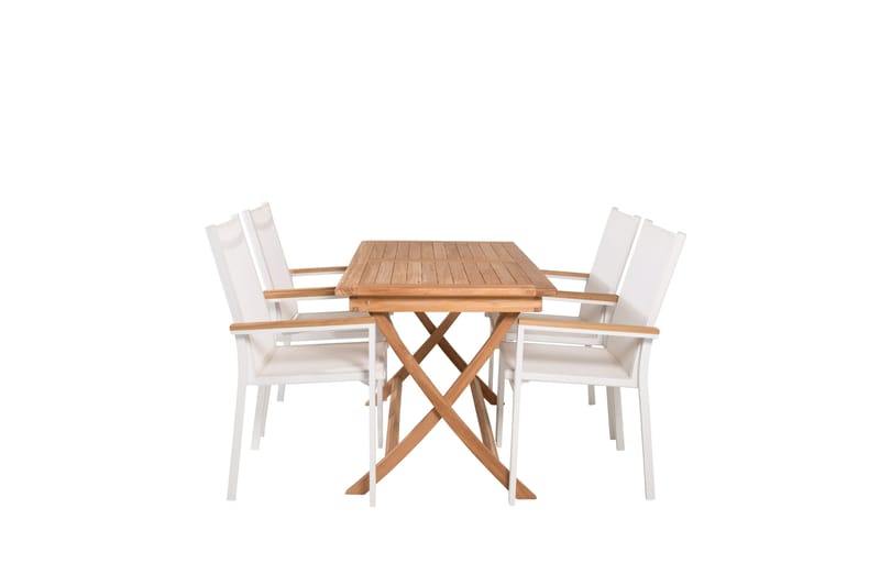 Kenya Spisegruppe 120x70 cm + 4 Texas Chair, Hvid/Brun