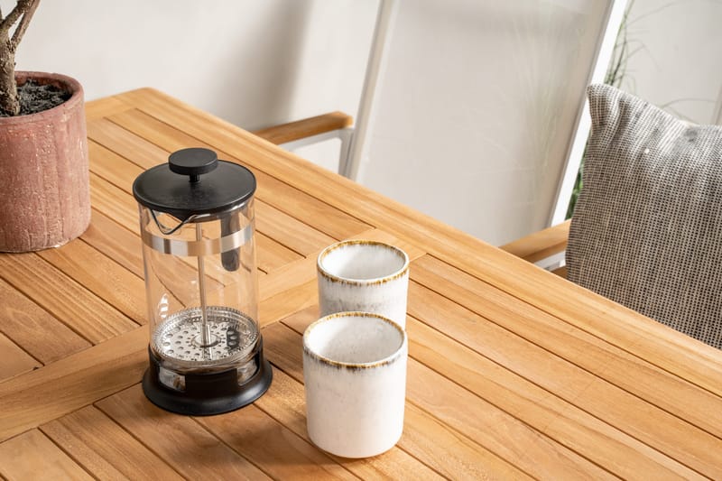 Kenya Spisegruppe 120x70 cm + 4 Texas Chair - Hvid/Brun - Havemøbler - Udendørsgruppe - Havesæt