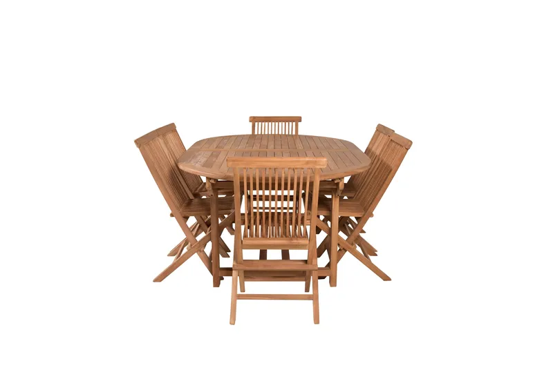 Kenya Spisegruppe 180-240x120 cm + 6 Kenya Foldbar stol Stol, Brun