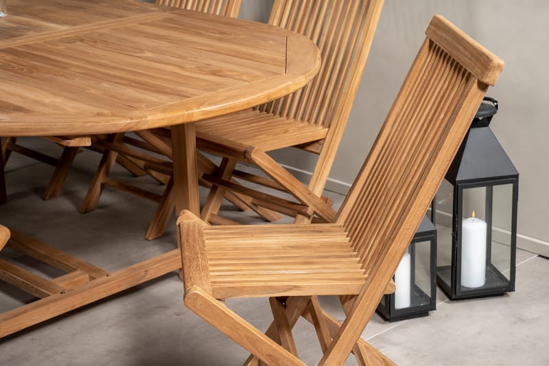 Kenya Spisegruppe 180-240x120 cm + 8 Kenya Foldbar stol Stol - Brun - Havemøbler - Udendørsgruppe - Havesæt