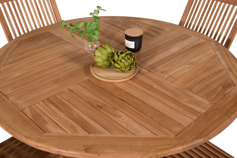 Kenya Spisegruppe Rund 120 cm + 4 Kenya Foldbar stol Stol - Brun - Havemøbler - Udendørsgruppe - Havesæt