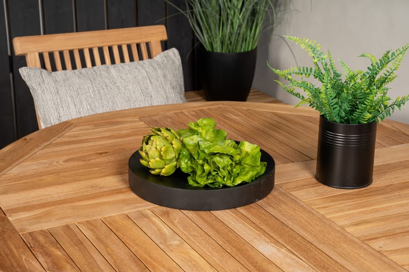 Kenya Spisegruppe Rund 120 cm + 4 Kenya Foldbar stol Stol - Brun - Havemøbler - Udendørsgruppe - Havesæt