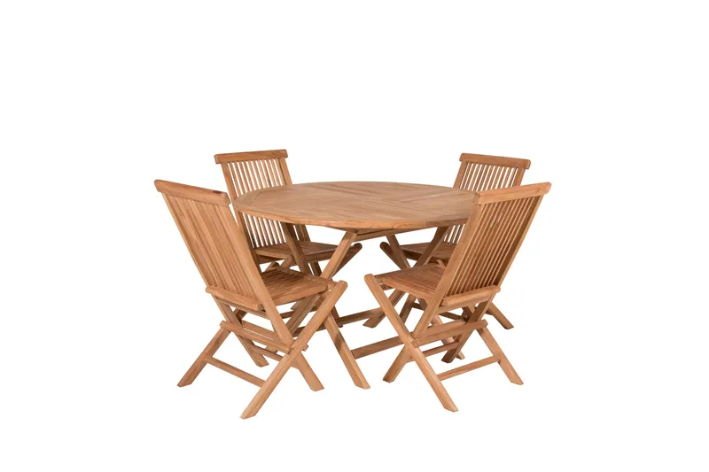 Kenya Spisegruppe Rund 120 cm + 4 Kenya Foldbar stol Stol, Brun