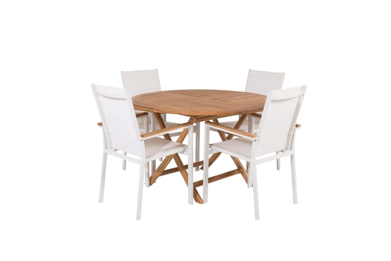 Kenya Spisegruppe Rund 120 cm + 4 Texas Chair, Hvid/Brun