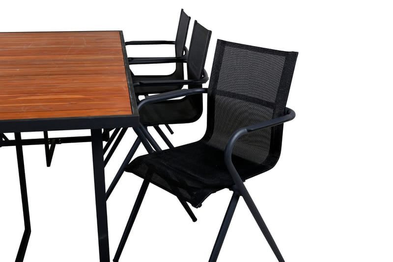 Khung Spisebordssæt 200cm + 6 Alina Stole - Sort/Natur - Havemøbler - Udendørsgruppe - Havesæt