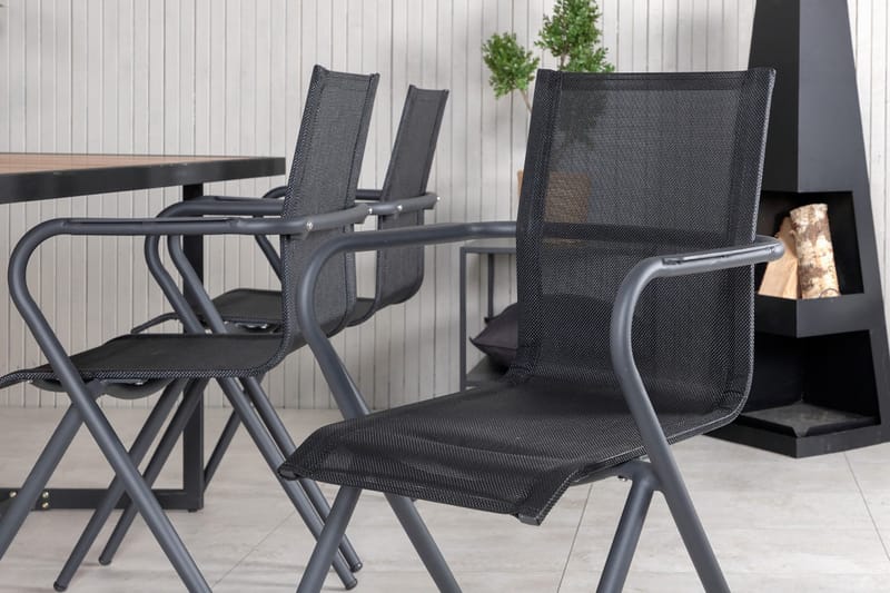 Khung Spisebordssæt 200cm + 6 Alina Stole - Sort/Natur - Havemøbler - Udendørsgruppe - Havesæt
