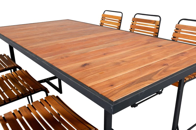 Khung Spisebordssæt 200cm + 6 Bois Stole - Brun/Hvid - Havemøbler - Udendørsgruppe - Havesæt