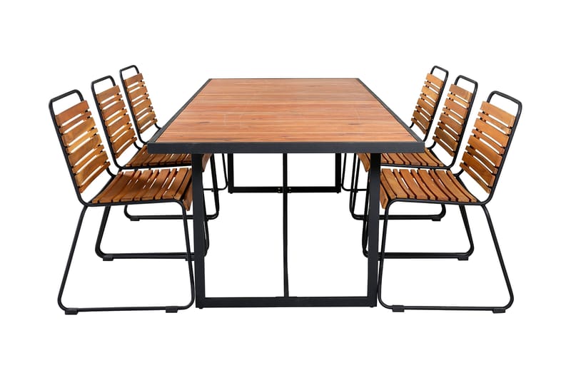 Khung Spisebordssæt 200cm + 6 Bois Stole, Brun/Hvid