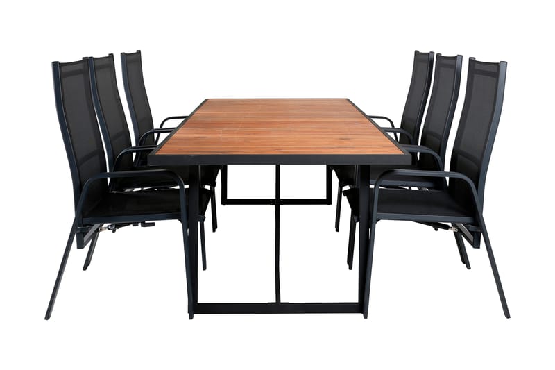 Khung Spisebordssæt 200cm + 6 Copacabana Reclinerstole, Hvid