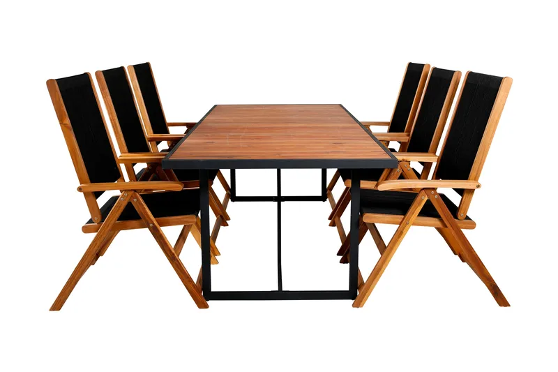 Khung Spisebordssæt 200cm + 6 Little John Stole, Hvid