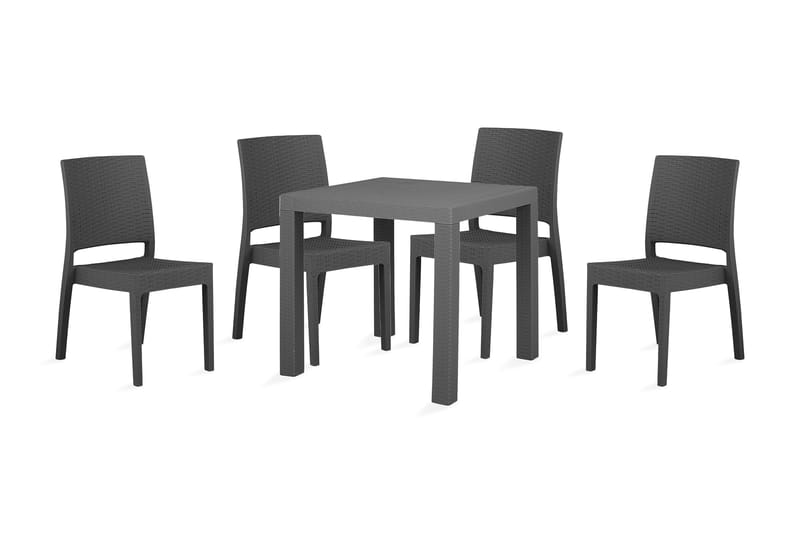 Knockytoul Havemøbler med 4 stole - Grå - Havesæt