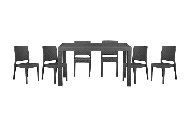 Knockytoul Havemøbler med 6 stole - Grå - Havesæt