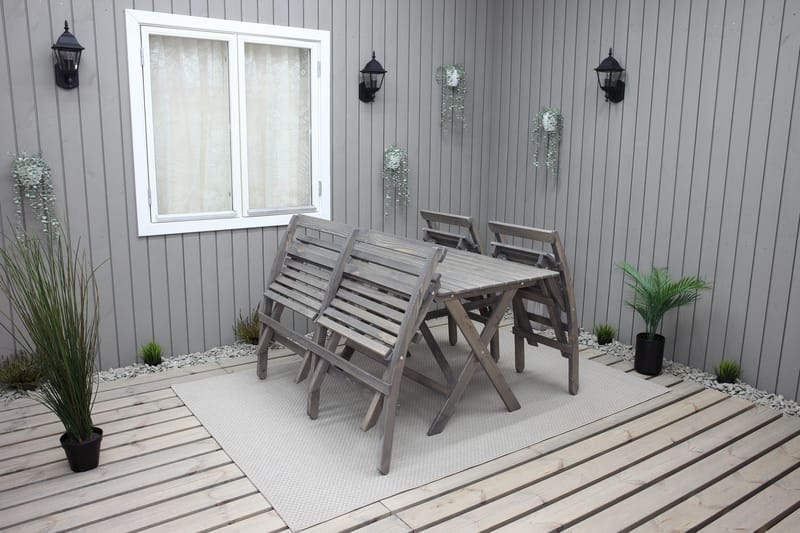 Larios Spisebordssæt 76 cm + 2 Spisebordsstole + Bænk - Grå - Havemøbler - Udendørsgruppe - Havesæt