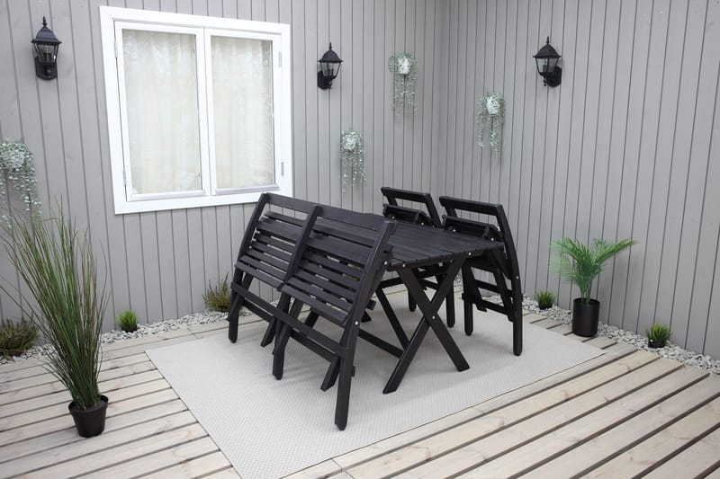 Larios Spisebordssæt 76 cm + 2 Spisebordsstole + Bænk - Mørkebrun - Havemøbler - Udendørsgruppe - Havesæt