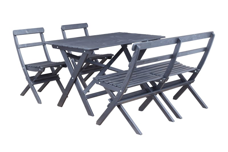 Larios Spisebordssæt 76 cm + 2 Spisebordsstole + Bænk, Mørkebrun