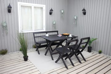 Larios Spisebordssæt 76 cm + 2 Spisebordsstole + Bænk - Mørkebrun - Havemøbler - Udendørsgruppe - Havesæt