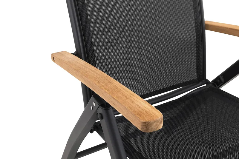 Las Vegas 11495220-280 + 8 Positionsstole Lyx - Sort/Teak - Havemøbler - Udendørsgruppe - Havesæt