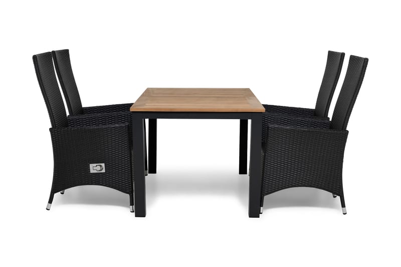 Las Vegas Havesæt 152-210 + 4 Jenny Justerbar Lænestole, Inkl Hynde Sort/Teak/Sort
