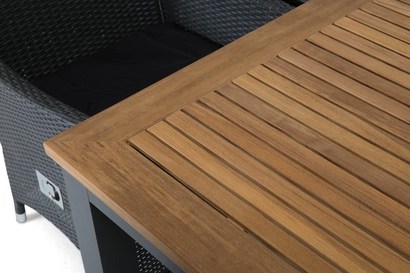 Las Vegas Havesæt 152-210 + 6 Jenny Justerbar Lænestole - Teak/Sort - Havemøbler - Udendørsgruppe - Havesæt