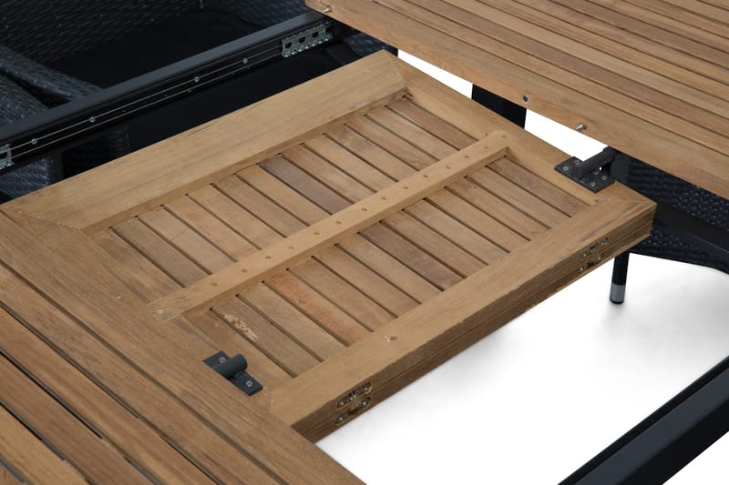 Las Vegas Havesæt 152-210 + 6 Jenny Justerbar Lænestole - Teak/Sort - Havemøbler - Udendørsgruppe - Havesæt