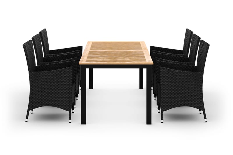 Las Vegas Havesæt 220-280 + 6 Thor Lyx Lænestole, Sort/Teak/Sort