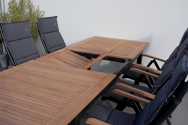 Las Vegas Havesæt 220-280 + 6 Positionsstole Lyx - Sort Teak - Havemøbler - Udendørsgruppe - Havesæt